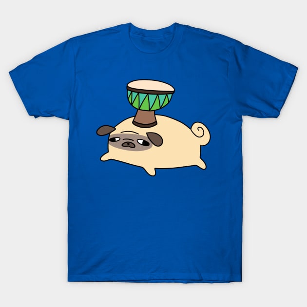 Pug and Little Djembe T-Shirt by saradaboru